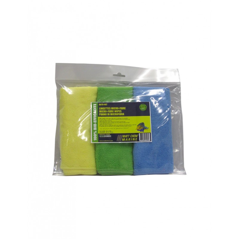Lingettes micro fibre colorés en lot de 3 - Matt Chem